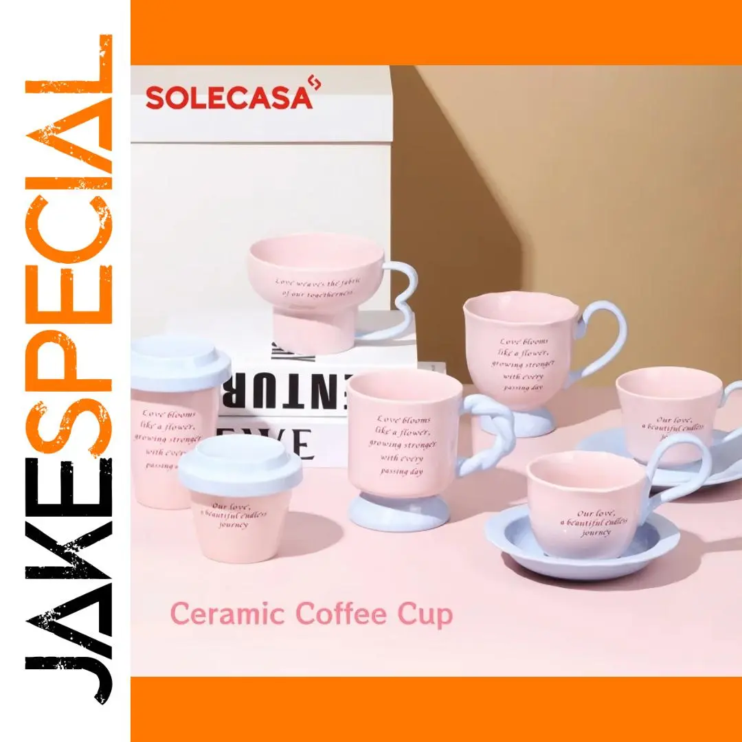 Elegant Pink and Blue Ceramic Coffee Cup Set 1 Elegant Pink and Blue Ceramic Coffee Cup Set