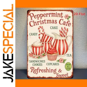 Vintage Peppermint Café Aluminum Sign 14x20cm