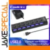 Black 7-Port USB 2.0 Hub with Switches