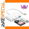 White 3-in-1 Type-C Card Reader with SD, TF, USB