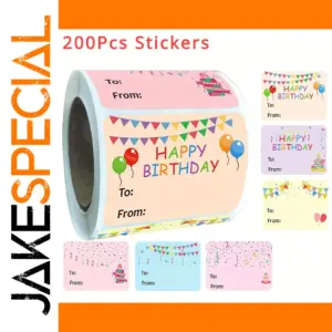 Colorful Birthday Sticker Set for Gifts