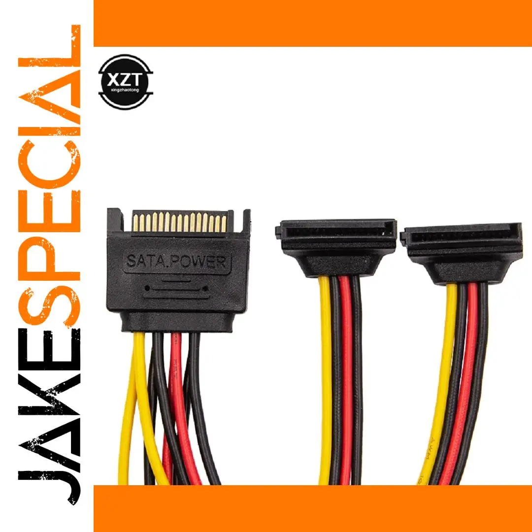 SATA Power Splitter Cable 15cm with 90° Male Connector 1 SATA Power Splitter Cable 15cm with 90° Male Connector