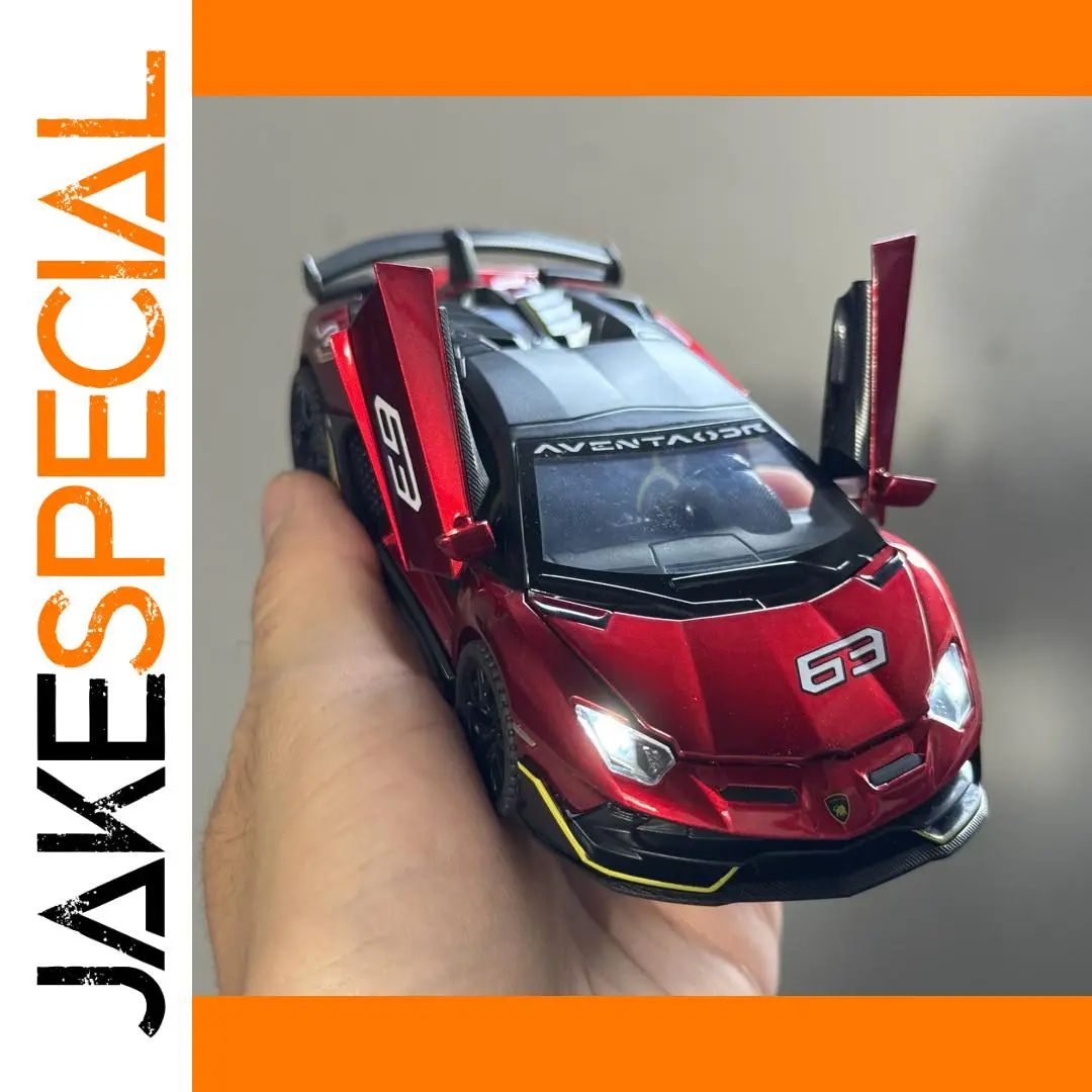 Red Lamborghini Aventador SVJ 63 Diecast Model 1 Red Lamborghini Aventador SVJ 63 Diecast Model