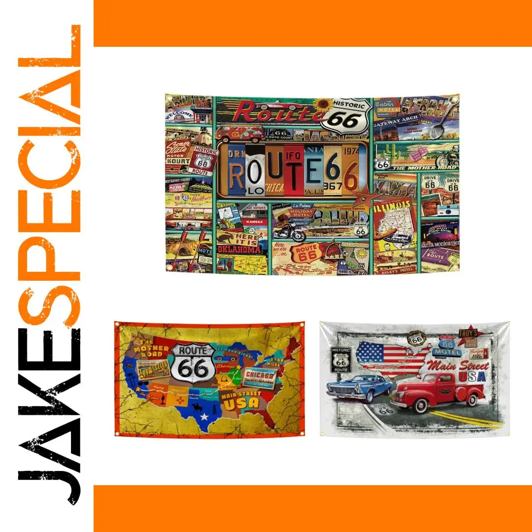 US Route 66 Vintage Collage Banner 90x150cm 1 US Route 66 Vintage Collage Banner 90x150cm