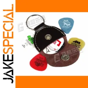 Genuine Leather Guitar Pick Holder Keychain
