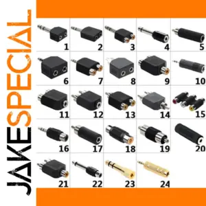 AQJG Stereo Coupler Adapter with RCA and 3.5mm Connectors