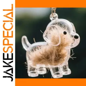 Pet Fur Memorial Keychain with Glass Dog Pendant