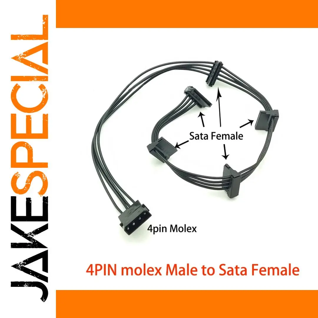 Black 4Pin to 5 SATA Power Splitter Cable 1 Black 4Pin to 5 SATA Power Splitter Cable