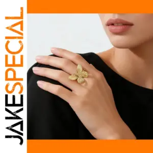 Stainless Steel Gold Butterfly Ring for Women
