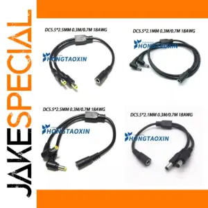 Eblow Power Splitter Cable 0.7m for CCTV and Routers