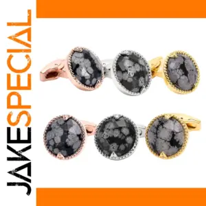 Natural Stone Pattern Men's Cufflinks with Metal Accents