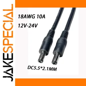 Black 18 AWG DC Power Extension Cable 0.3m-5m