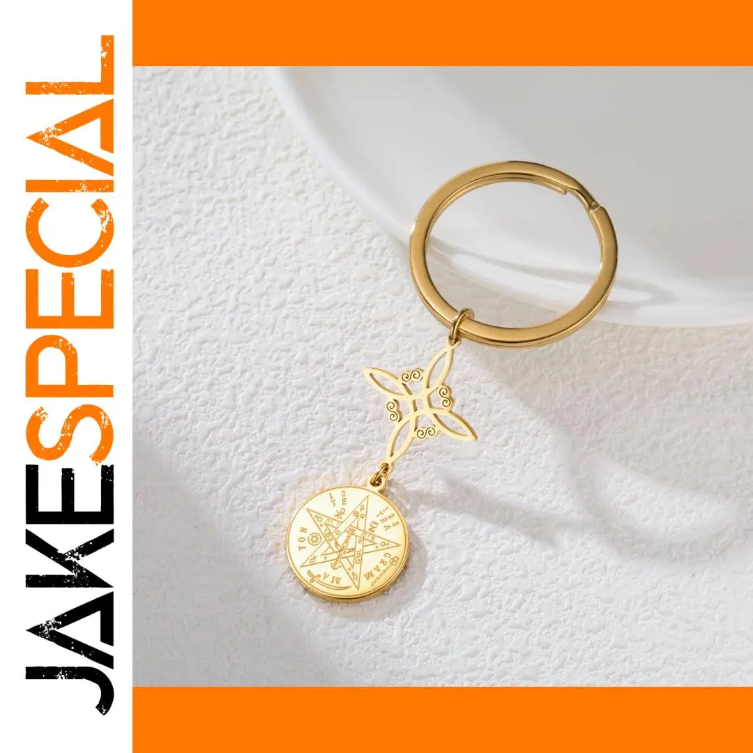 Stainless Steel Witch Knot Keychain with Gold Options 1 Stainless Steel Witch Knot Keychain with Gold Options