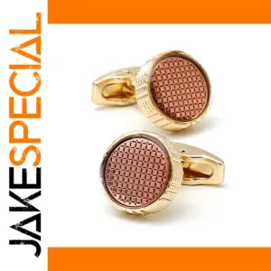 Retro Gold Mesh Round Cufflinks for Men & Women