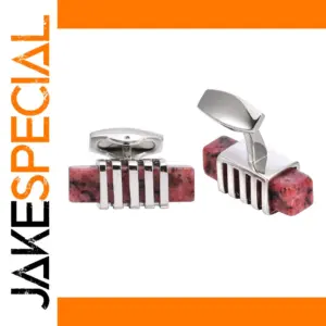 Rose Red Striped Cufflink for Men