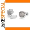 Silver Matte Crystal Cufflinks for Men