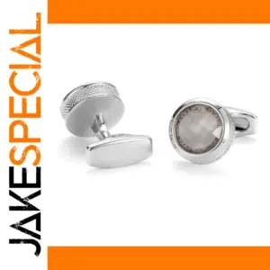 Silver Matte Crystal Cufflinks for Men