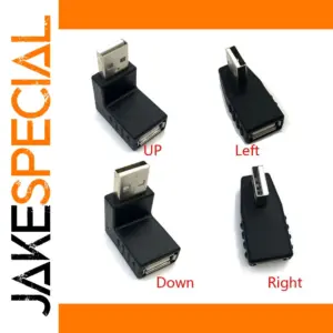 90-Degree USB 2.0 A Male to Female Adapter