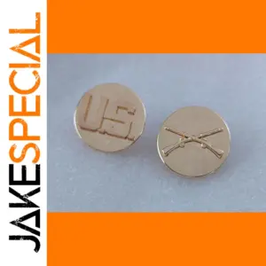 WW2 US Army Collar Discs Pair in Gold Tone