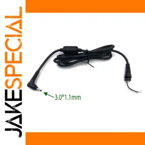 Compact 3.0mm x 1.1mm Black DC Power Jack Cable