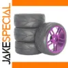 1/10 RC Rally Tires Set with Purple Rims