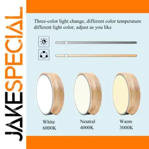 Modern 36W Round Wooden Ceiling Lamp