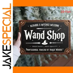 Wizard & Witch Welcome Metal Sign - Vintage Style