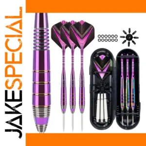 Vibrant Purple & Black Dart Set with Steel Tips