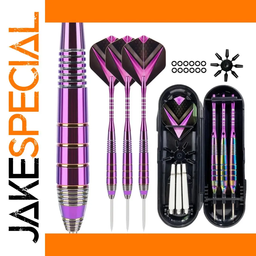 Vibrant Purple & Black Dart Set with Steel Tips 1 Vibrant Purple & Black Dart Set with Steel Tips