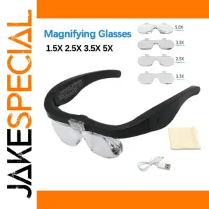 Black USB Rechargeable Magnifying Glasses with LED Lights