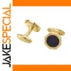 Gold and Black Textured Cufflinks for Men