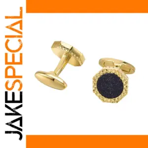 Gold and Black Textured Cufflinks for Men