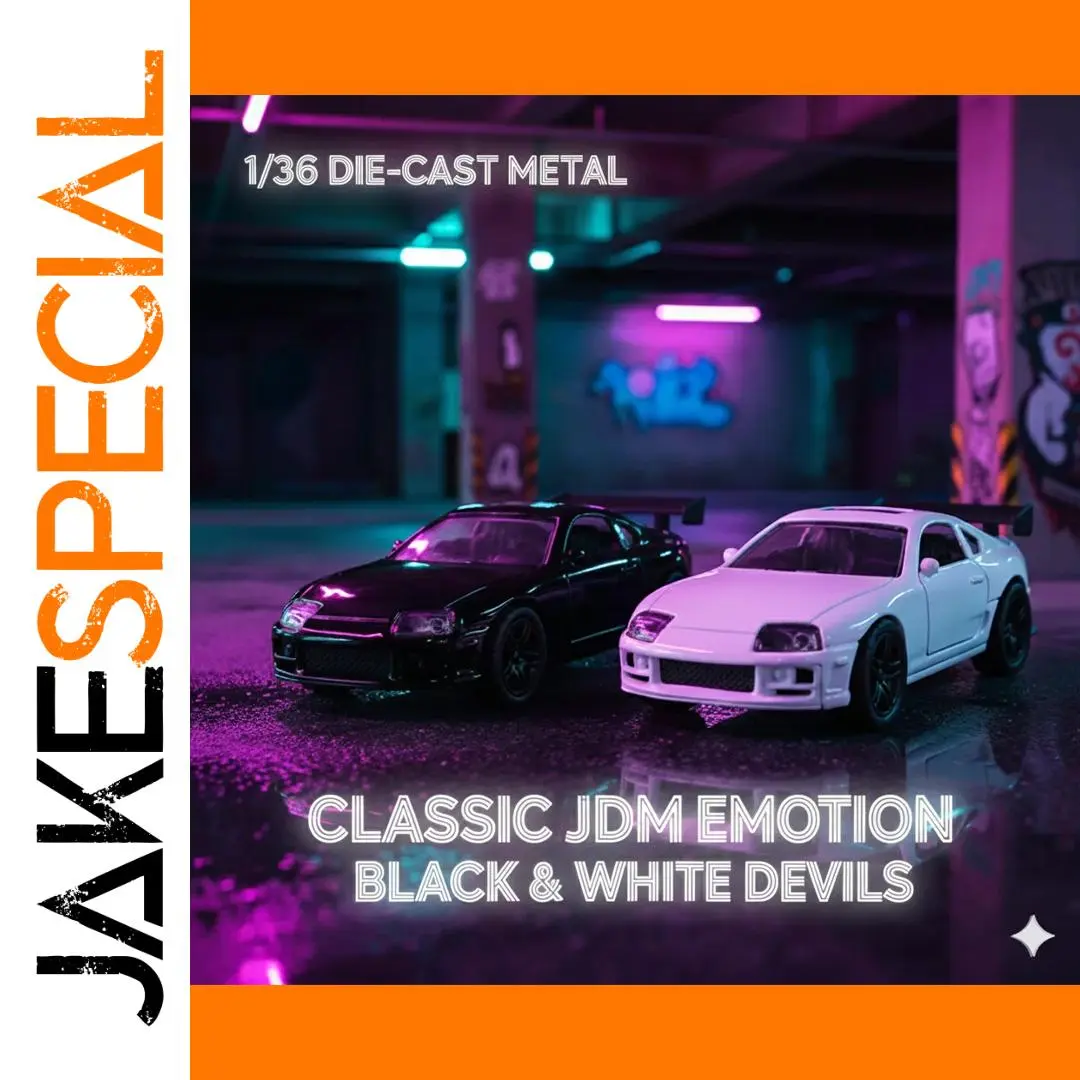 1:36 Scale Diecast Toyota Supra Model in Black and White 1 1:36 Scale Diecast Toyota Supra Model in Black and White