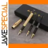 Elegant Metal Fountain Pen Set in Gold, Black, Silver