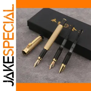 Elegant Metal Fountain Pen Set in Gold, Black, Silver