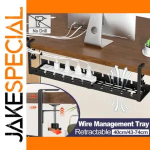 Retractable Under-Desk Cable Organizer Tray