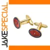 Elegant Elliptical Enamel Cufflinks for Men