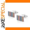 Light Grey Vertical Striped Cufflinks for Men