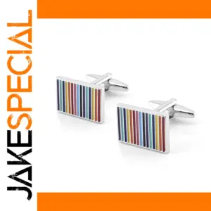 Light Grey Vertical Striped Cufflinks for Men