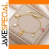 Sun Starfish Charm Bracelet in Gold-Tone Stainless Steel