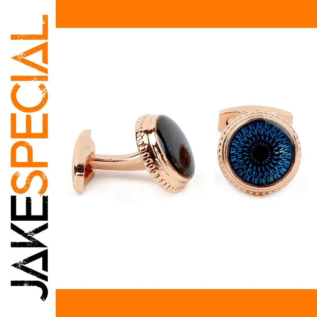 Rose Gold Border Blue Eye Unisex Cufflinks 1 Rose Gold Border Blue Eye Unisex Cufflinks