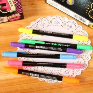 Double-Ended Water-Based Highlighter in Six Colors 10 HTB13yJHbvxNTKJjy0Fjq6x6yVXa2