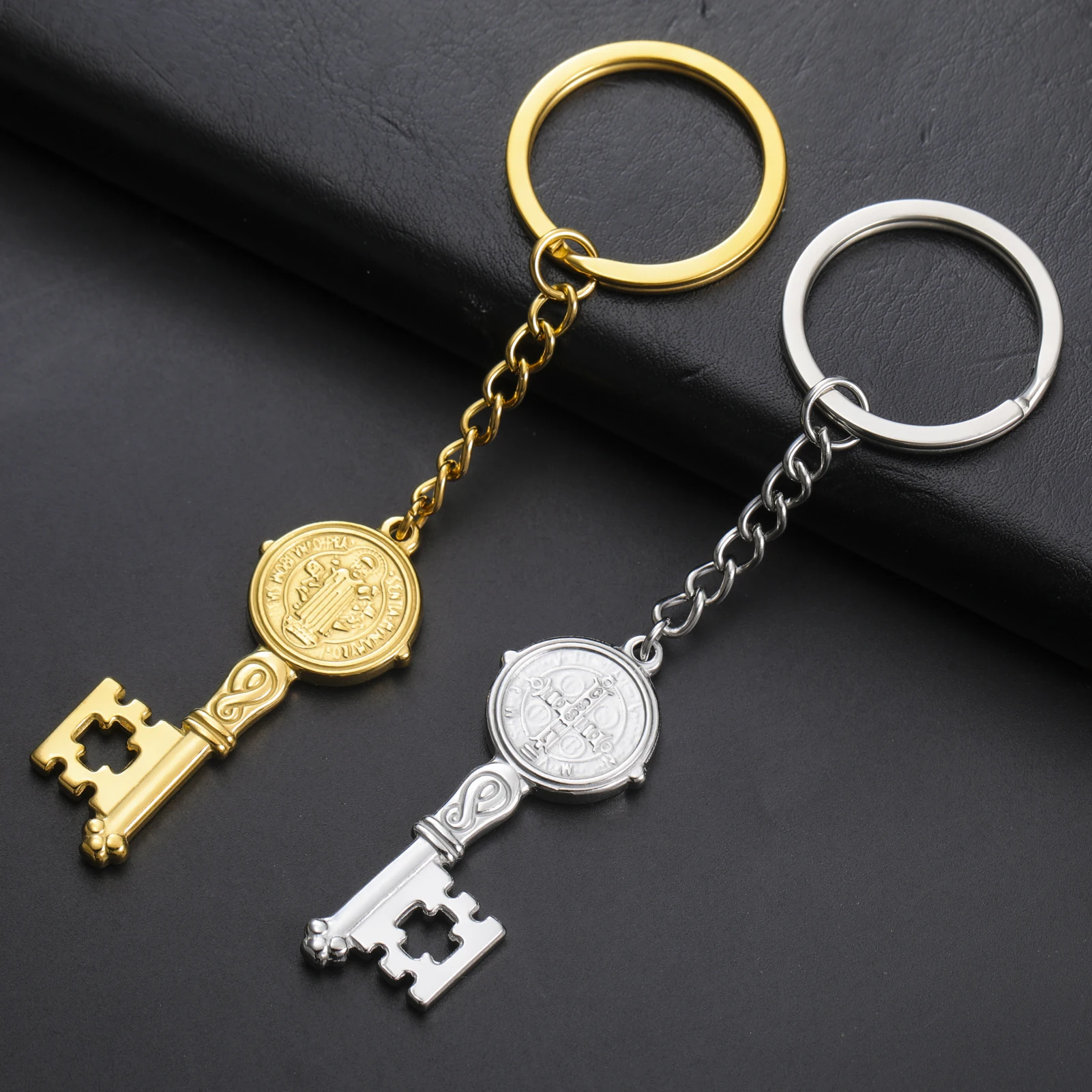 Stainless Steel Religious Keychain with Saint Benedict 4 Stainless Steel Religious Keychain with Saint Benedict - Image 4