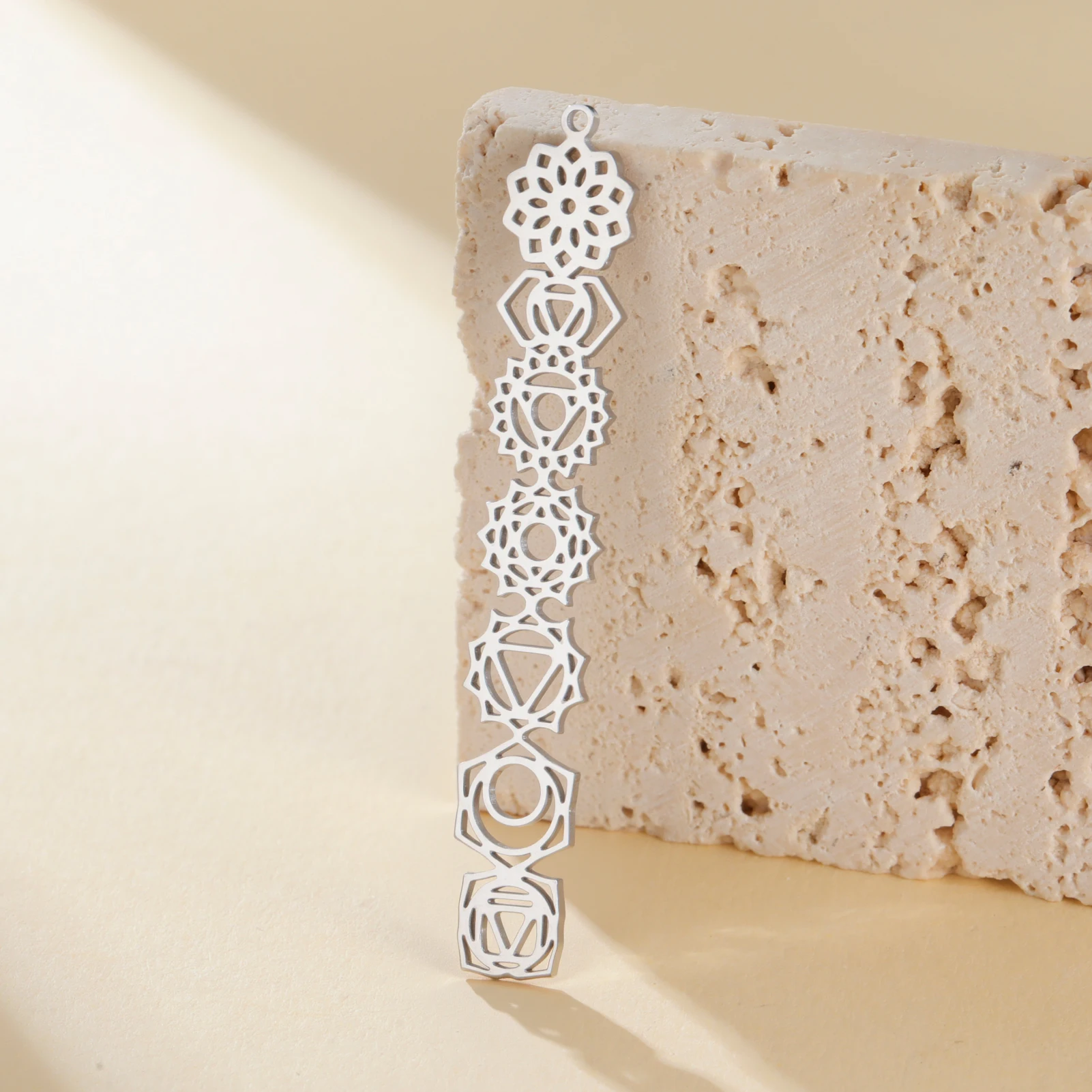 Stainless Steel 7 Chakra Yoga Charm 3 Stainless Steel 7 Chakra Yoga Charm - Image 3