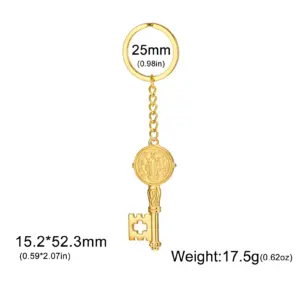 Stainless Steel Religious Keychain with Saint Benedict 14 S0b375c2ffa30446fb328f78ef0a09bdaN