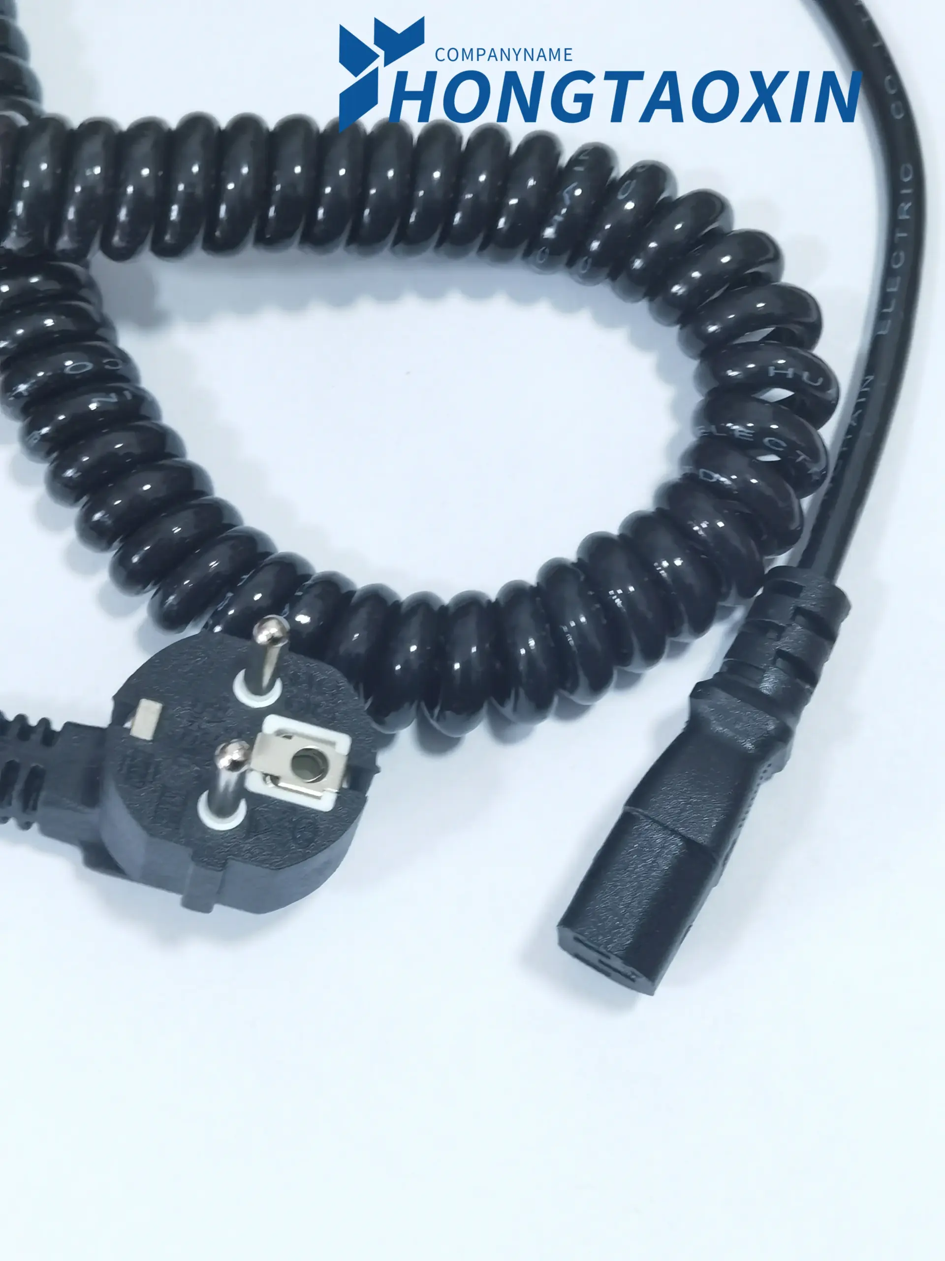 European Black Coiled Power Cord with IEC320 C13 2 European Black Coiled Power Cord with IEC320 C13 - Image 2