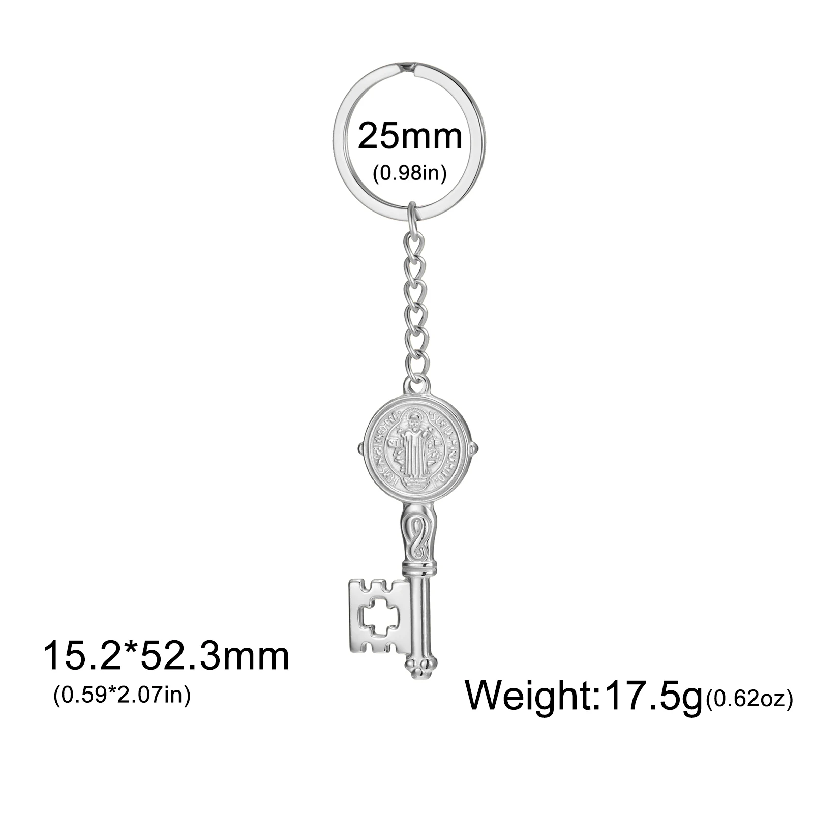 Stainless Steel Religious Keychain with Saint Benedict 8 Stainless Steel Religious Keychain with Saint Benedict - Image 8