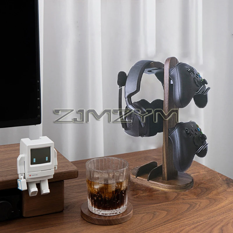 Walnut Wood Headphone Stand with Aluminum Support 3 Walnut Wood Headphone Stand with Aluminum Support - Image 3