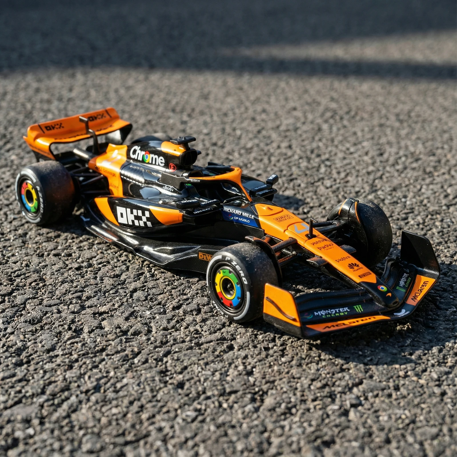 1:24 Scale F1 Diecast Car in Black and Orange 3 1:24 Scale F1 Diecast Car in Black and Orange - Image 3