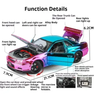 1:24 Scale Supercar Model with Sound and Light Effects 11 S14f253fab02141d0aab5664950a98bdaS